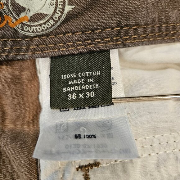 Eddie Bauer Mens 36x30 Khaki Cargo Pants Cotton Relaxed Fit Multi Pockets - Picture 15 of 16